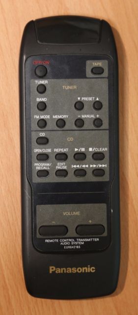 Panasonic EUR642165 replacement remote control different look