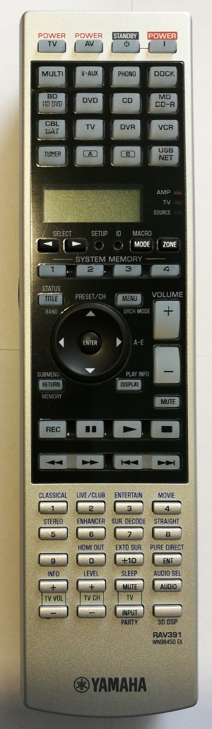 Yamaha RAV391 replacement remote control WN98450 EX different look