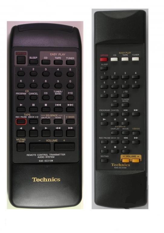 Technics RAK-SC310W replacement remote control copy