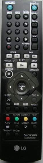 LG AKB72197601 = AKB72197602 replacement remote control different look DVD RHT-497, RHT-498H,  RHT-499