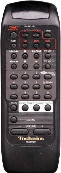 Technics EUR643861 replacement remote control different look SA-GX180